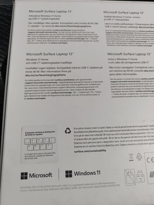 Microsoft Surface laptop 13 1th edition , 2025, snapdragon x plus,nou