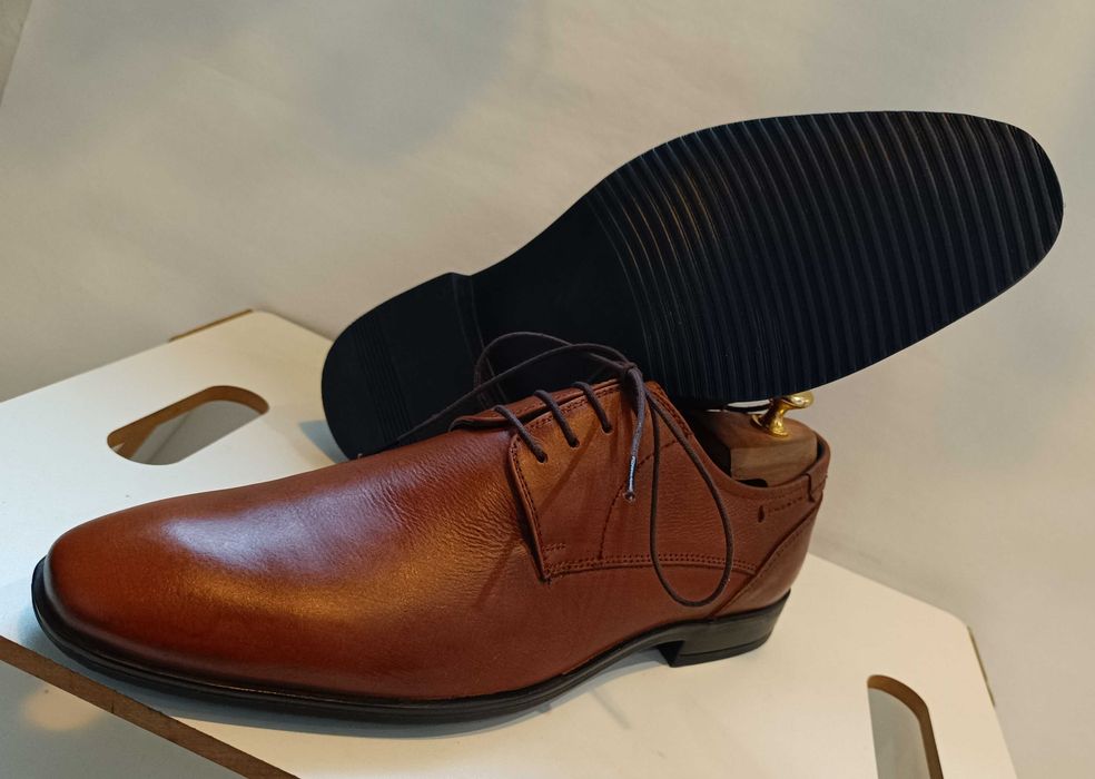 Pantofi derby 41 plain toe premium Cavalet NOI piele naturala moale