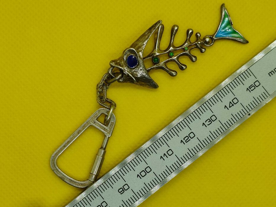 Breloc UNOAERRE argint 925 | schelet pește email turcoaz