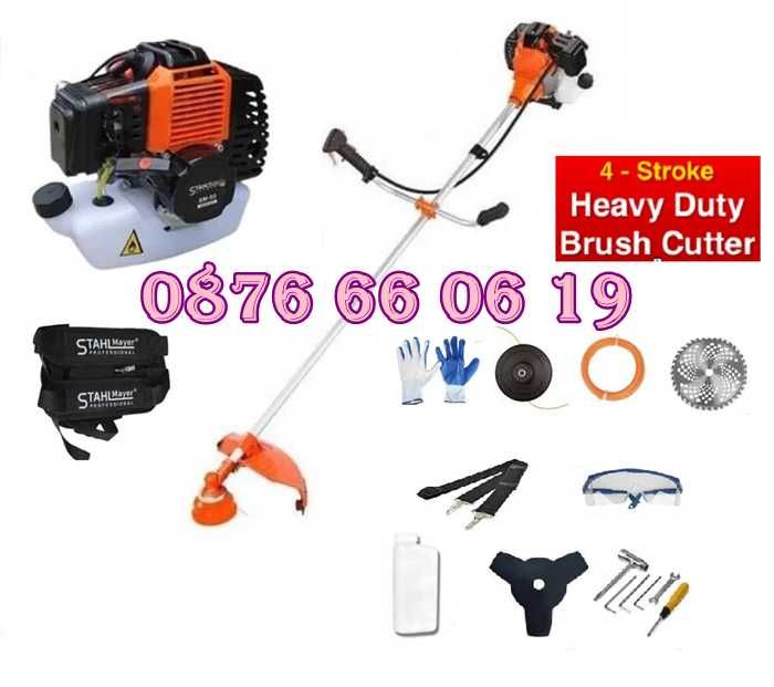 Четиритактов бензинов тример 74 куб., косачка за трева със самар