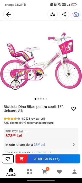 Bicleta de fetite 4 /6 ani