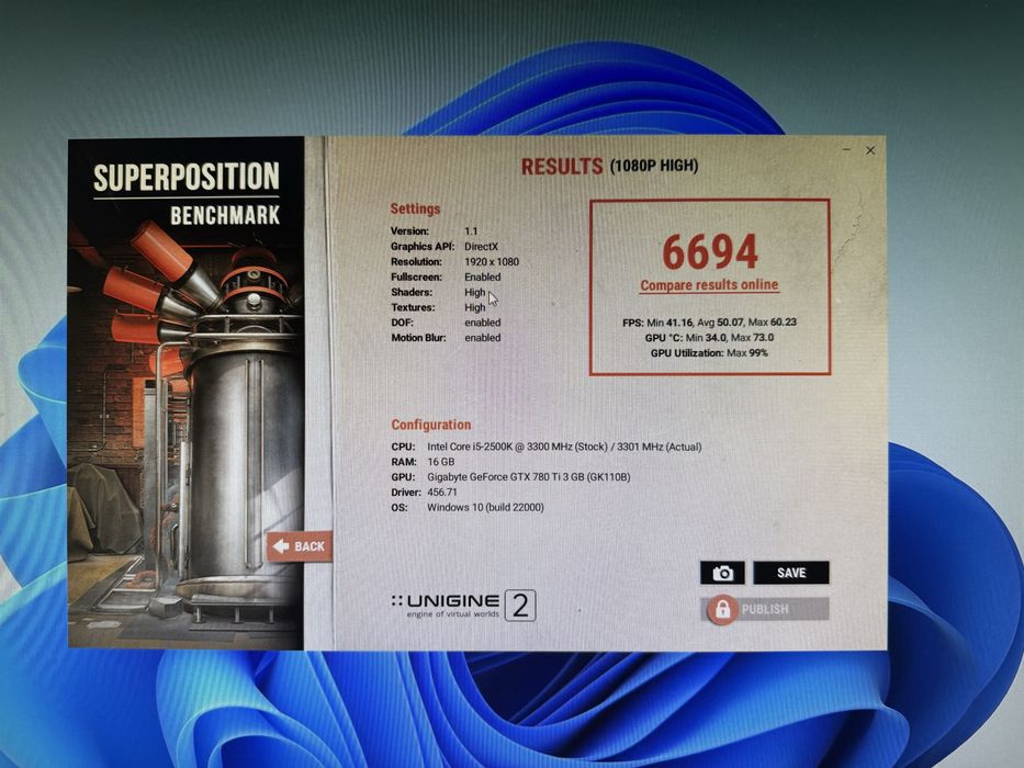 Pc intel i5 2500k, 16gb ram, GTX780ti 3gb, ssd 512gb.