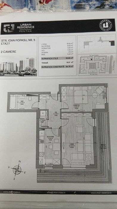 Apartament 2 camere, Urban Coresi , Premium ,Terasa MARE