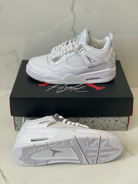 Air Jordan 4 Pure Money White Metallic Silver Full Box VerificareColet