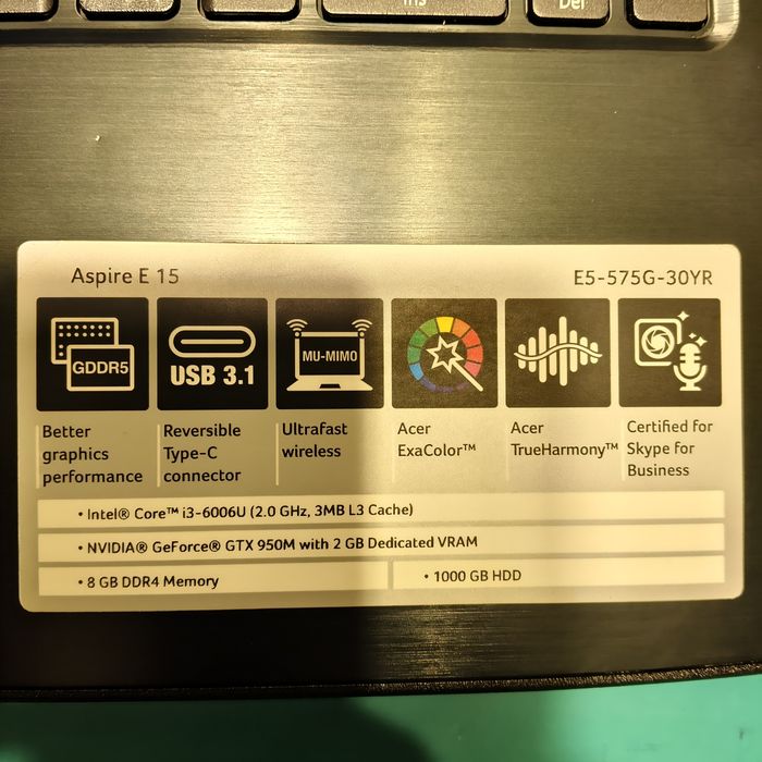 Ноутбук Acer E5 i3 GTX