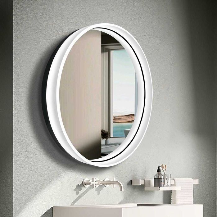 Зеркало для ванной с подсвет3 цвета с металлической оправой.