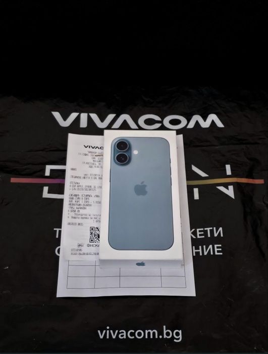 ЗАПЕЧАТАН 128GB iPhone 16 Vivacom Гаранция 2027г. Teal | Синьо-зелен
