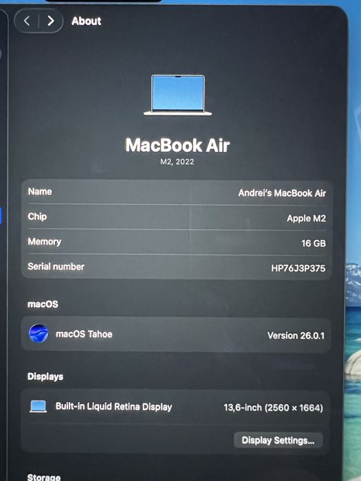 MacBook Air M2 (2022) • Ca NOU (1 Ciclu Baterie) • Full Box • Garanție Apple