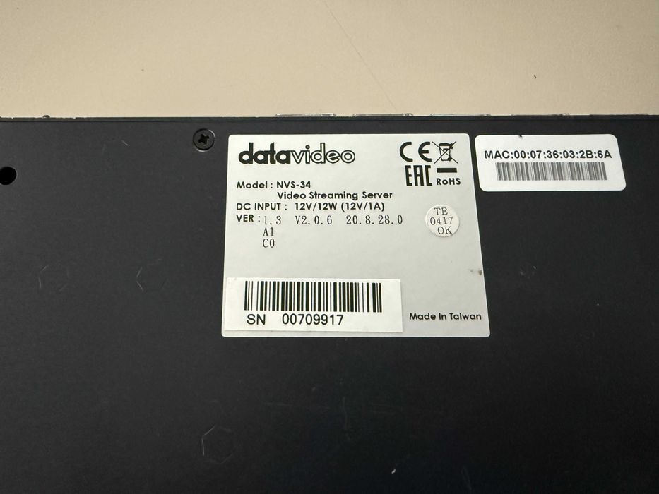 Encoder streaming video Datavideo NVS-34