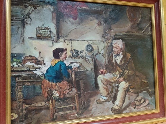 Ulei pe pânză in cutit lucrare de o foarte buna calitate incadrata înt