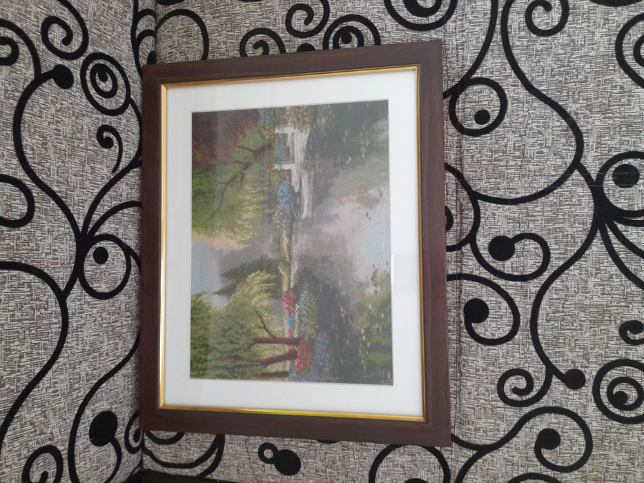 Goblen cusut manual – „Întoarcerea în paradis” – înrămat