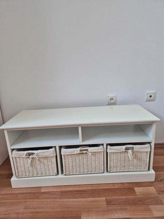 Bancă JYSK OURE cu 3 coșuri - alb