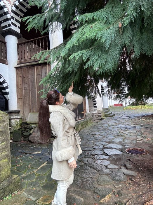 Палто естествен косъм алпака