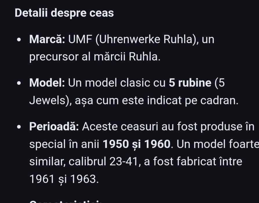 Ceas vechi UMF ruhla anii 1950-1960