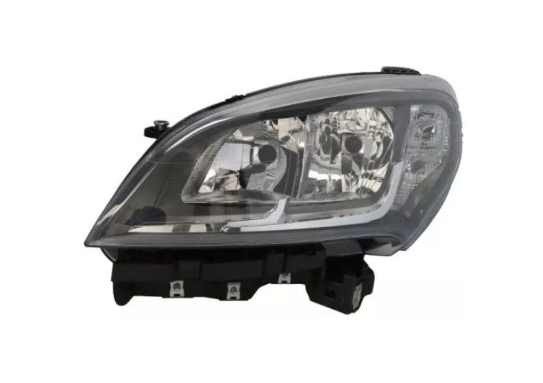 Far Fiat Doblo (263), 01.2015-, montare fata, stanga/dreapta, cu lumina de zi; H7+H7+W21W+WY21W; electric; rama neagra; cu motor; halogen