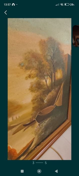 Tablou semnat vechi, peisaj. Pictura in ulei