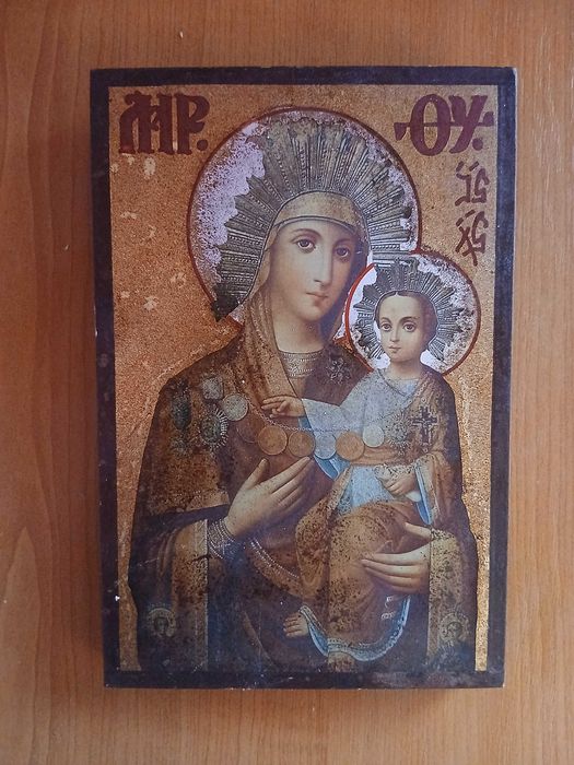 Icoană Ortodoxă Maica Domnului cu Pruncul – Stil Bizantin
