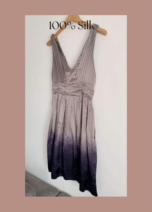 Rochie din 100% Mătase Naturală, cu buzunare – Model Ombre elegant