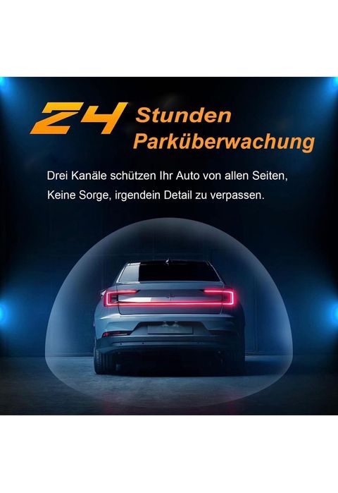 3-канална 2.5K+1080P+1080P камера за кола, с 2-инчов екран