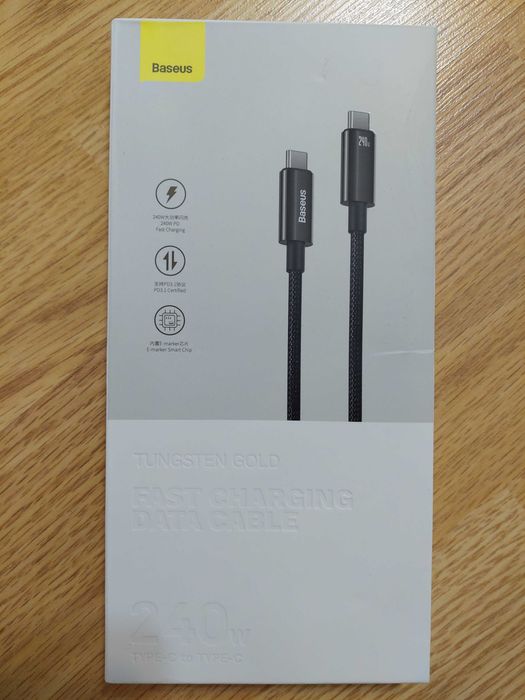 Cablu Baseus Tungsten Gold USB-C la USB-C 240W Fast Charging Negru