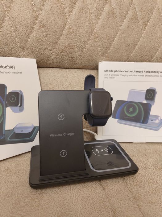 Беспроводная зарядка 3 в 1, высокое качество! Зарядит 3 вещи одновреме