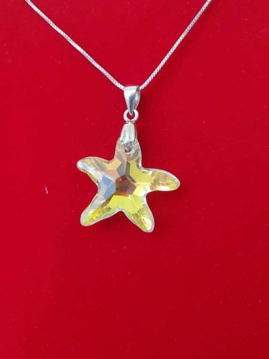 AG225,set argint 925,nou/marcat, lant si pandantiv swarowsky cameleon