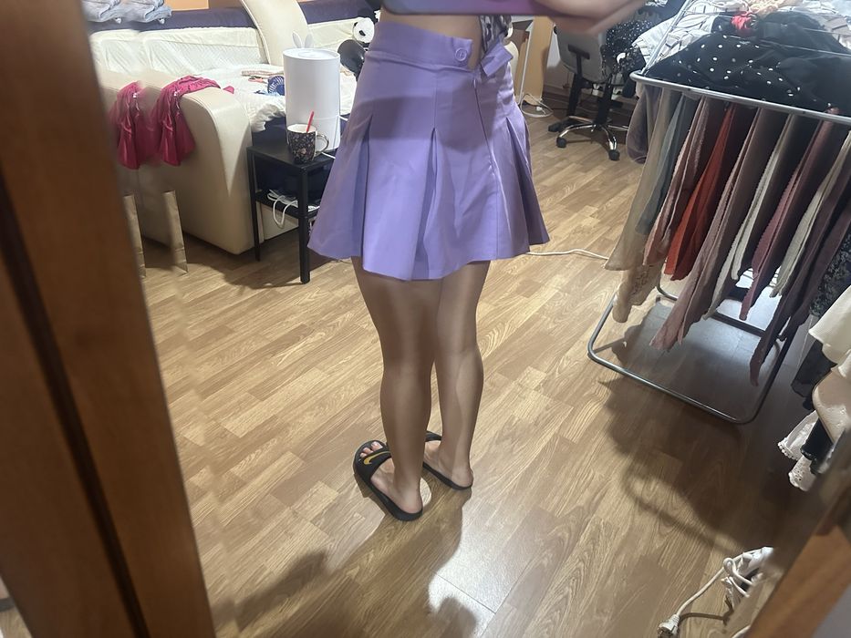 Fustă plisată mov H&M Divided