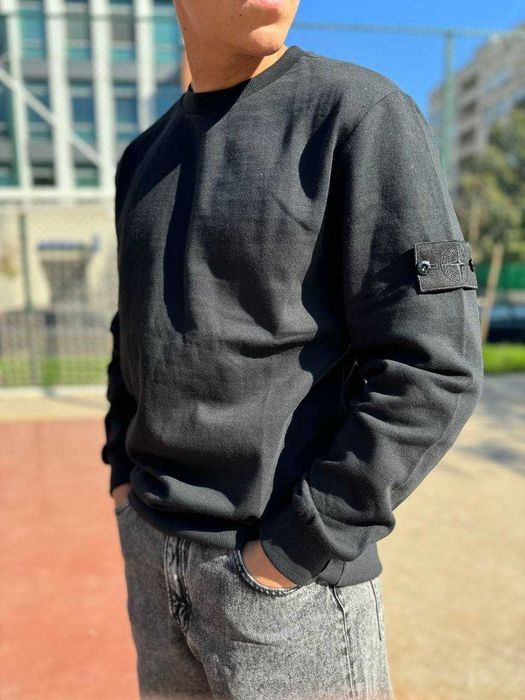 ПРОМОЦИЯ Мъжки Черен Суичър Stone Island Темен Пуловер Стоун Айлънд