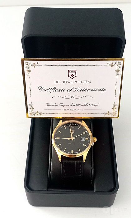 LNS Masculine Elegance Ln1100 erkaklar soati, tilla rangli korpus, qor