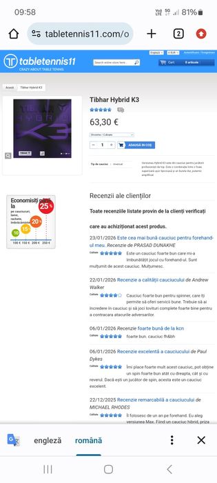 Paleta tenis de masa Xiom  An Jaehyun Tmxi și paleta tibhar K 3 hibrid