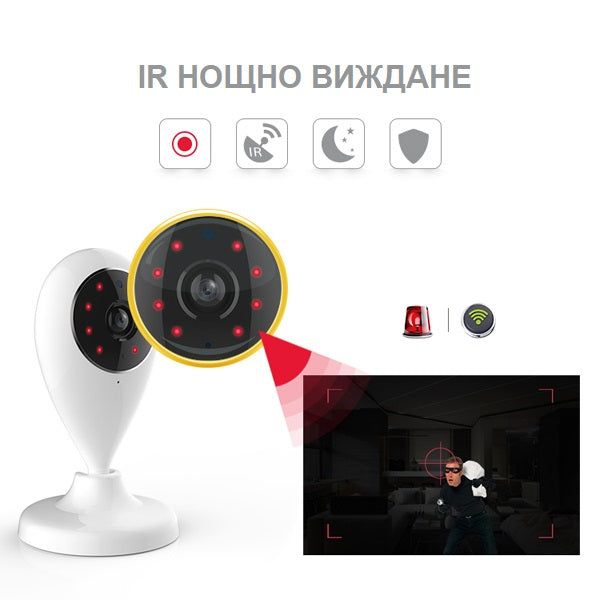 WIFI/IP охранителна камера HD 720P, нощно виждане и детектор  /SMK005/