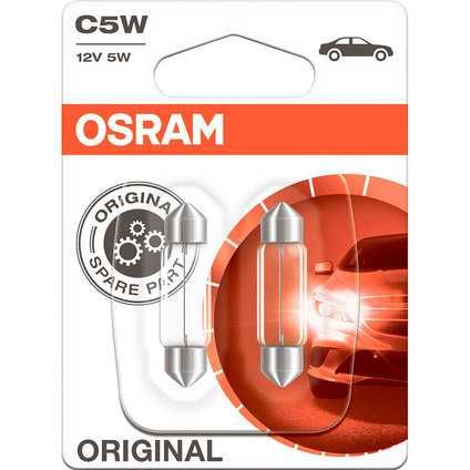 Комплект 12 броя (6 х 2) Автомобилни крушки OSRAM C5W 12V 5W SV8.5-8 35 мм