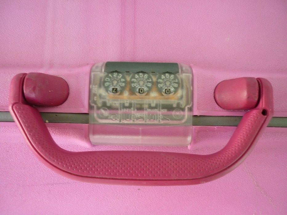 Valiza troller mare plastic dur ABS Samsonite roz, ciclame