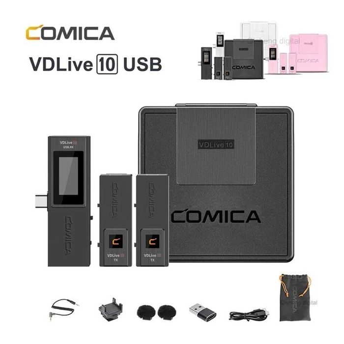 Microfon dual tip lavaliera USB C,CoMica VD life 10,2,4G,negru,sigilat