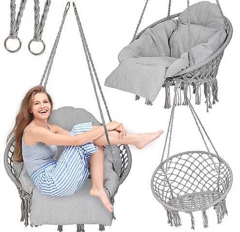 НАМАЛЕНА ЦЕНА! Висящ стол люлка хамак гнездо + меката част до 120кг