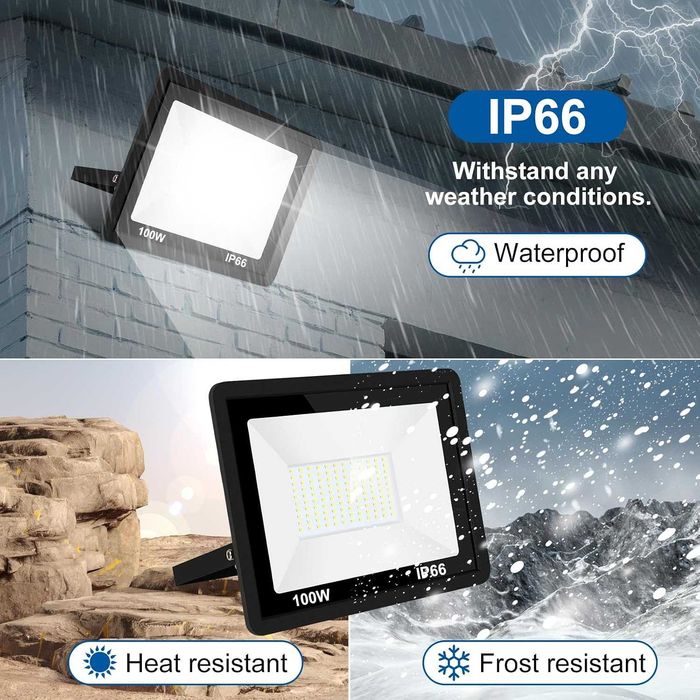 100W LED прожектор за външна употреба (6500K) – водоустойчив (IP66)