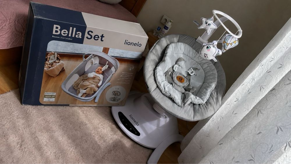 Бебешка люлка 2 в 1 с кош Lionelo Bella, 5 режима на люлеене, нощен режим, автоматичен старт, 12 мелодии