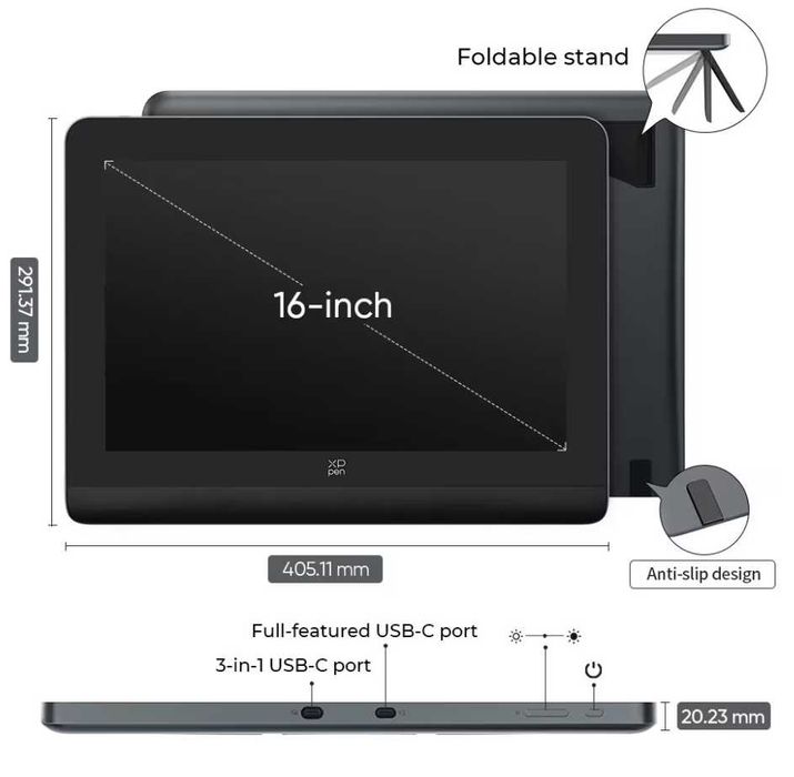 Tableta grafica XP-PEN Artist 16 Pro Gen 2, 16K X3 Pro, 2560 x 1600