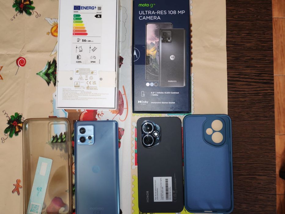 Honor 400 și Moto g72 la cutie cu husa
