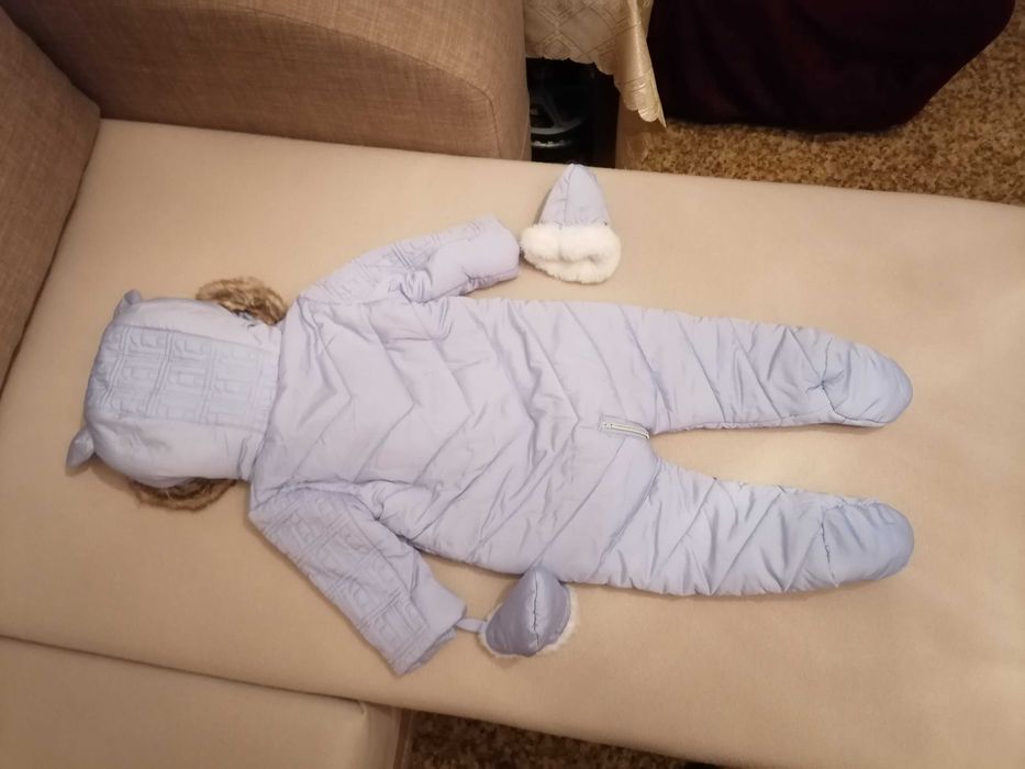 RIVER ISLAND - Зимен гащеризон с отделящ се еко пух, 80 CM 9-12 м.