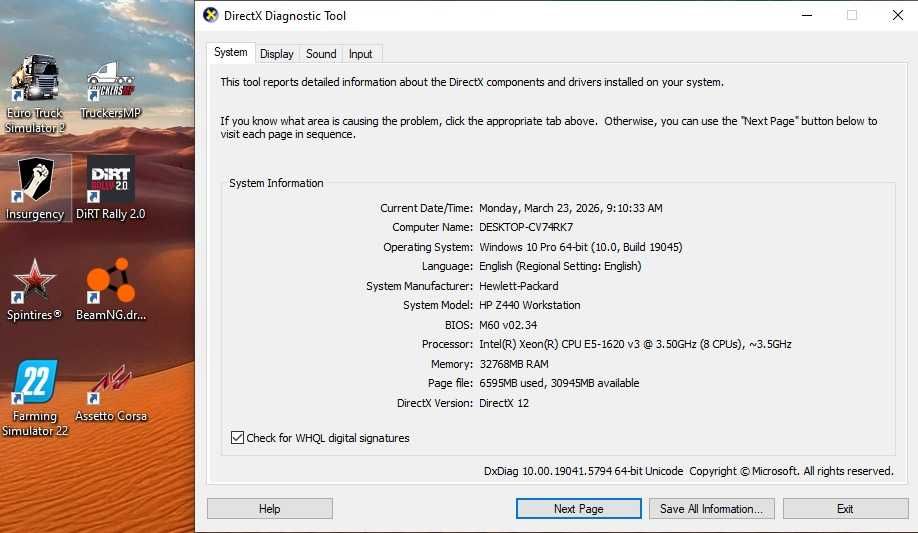 HP Z440 Workstation- E5-1620 v3 - Quadro M4000 8GB - 32GB RAM