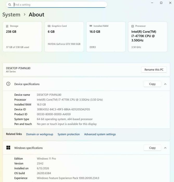 Дъно Дънна платка ASUS Z97-K, процесор i7 4770K, 16gb RAM, 256GB M.2 SSD и охладител