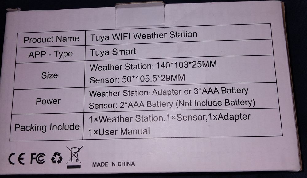 Wifi stație meteo Tuya noua  la cutie