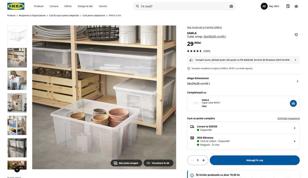 Cutii depozitare IKEA SAMLA 45L – set 40 buc – ca noi - SUPER PREȚ!