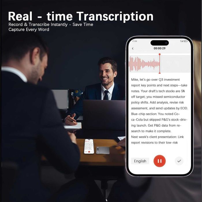 64GB професионален AI гласов рекордер –  автоматична транскрипция