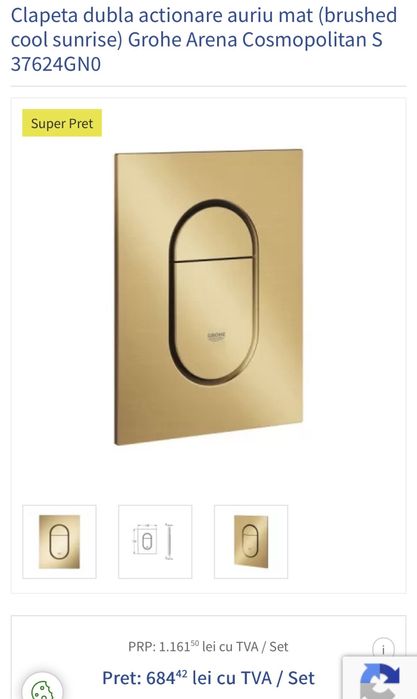 Clapeta cu dubla actionare Grohe culoare Bronze