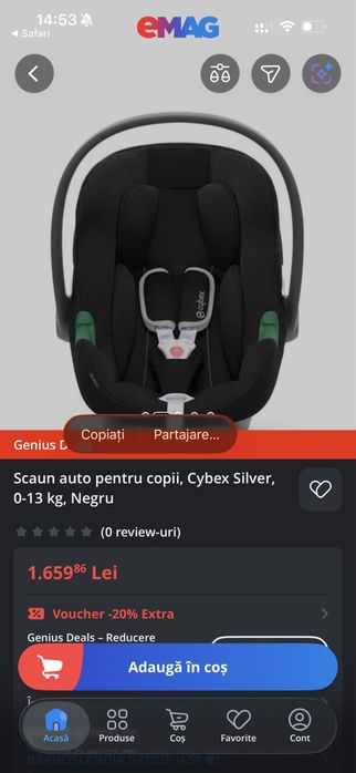 Cybex Silver,Scaun auto pentru copii 0-13 kg