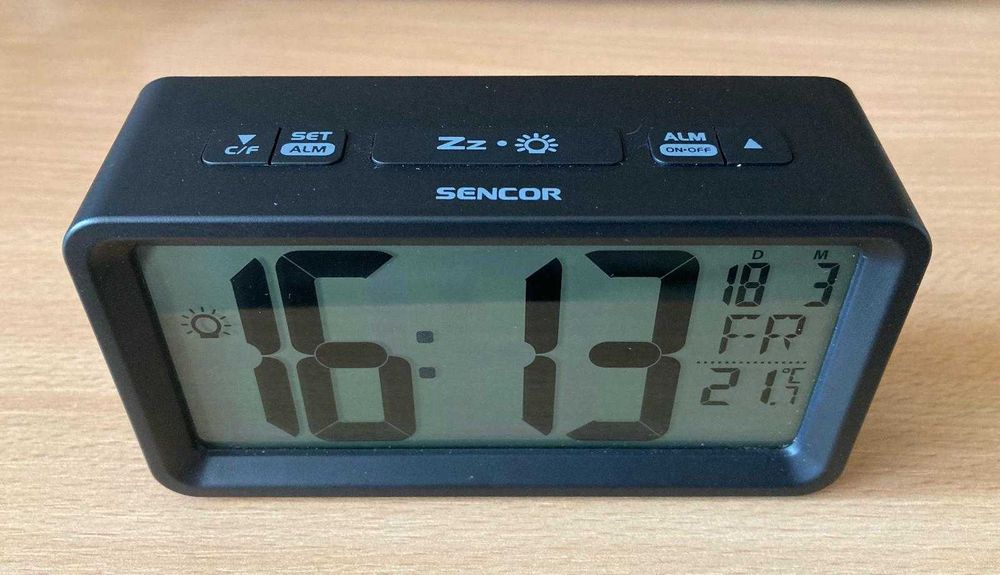 Ceas desteptator Sencor SDC 2800 B, Display LCD, Termometru, Negru