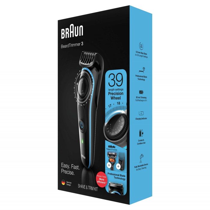 Masina de Tuns Barba Braun Beard Trimmer 3, 39 Setari, Fara Fir