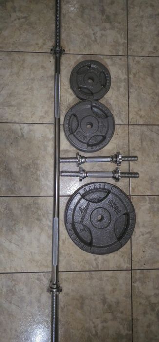 Set complet haltere/gantere - bară + 2 gantere + discuri 2.5/5/10kg
